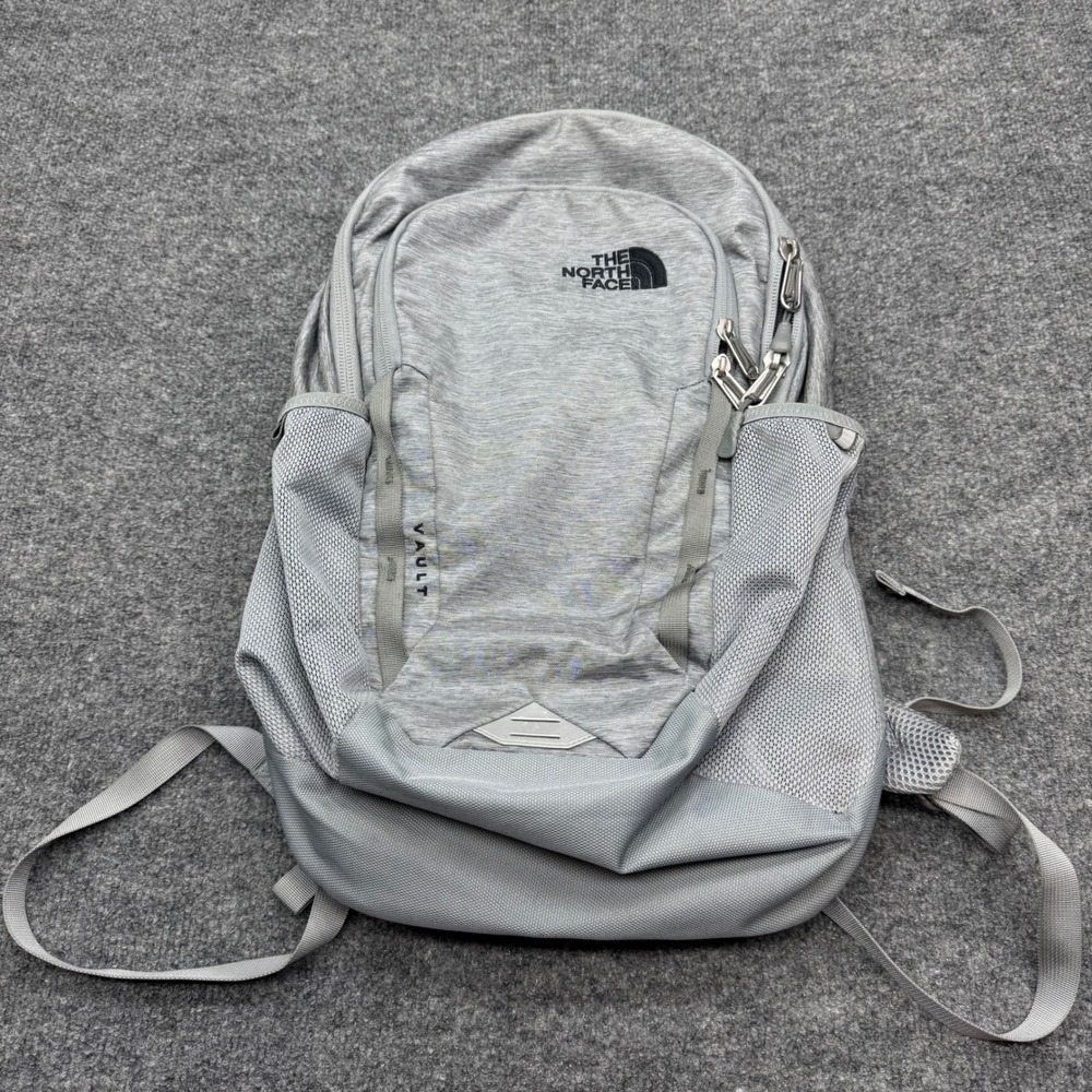 The North Face Vault Backpack Gray Heather FlexVent Laptop Sleeve Daypack